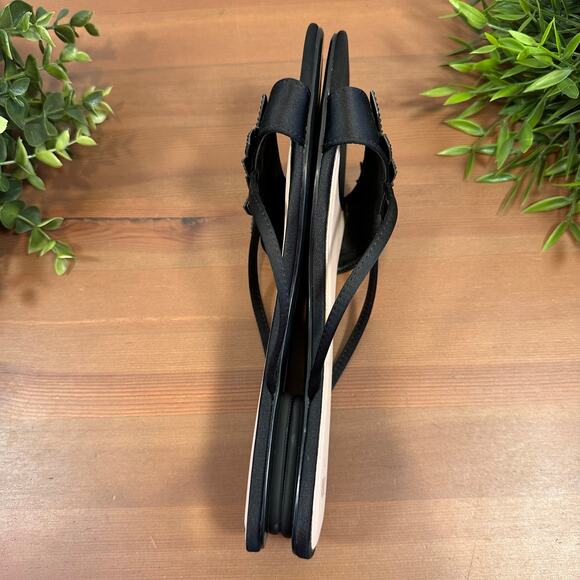 Zara Women's Rhinestone Floral Sandals Black Size 37 US 6.5 - Picture 6 of 8